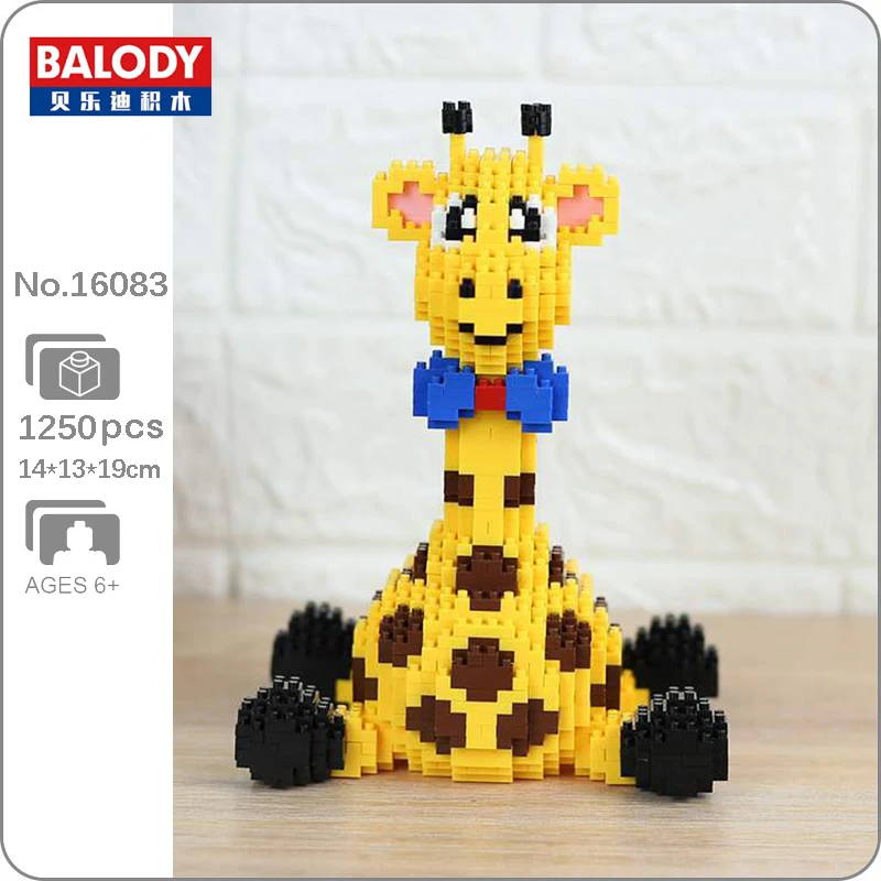 Balody 16083 желтый жираф сидячий питомец 3D модель DIY мини-алмазные блоки кирпичи