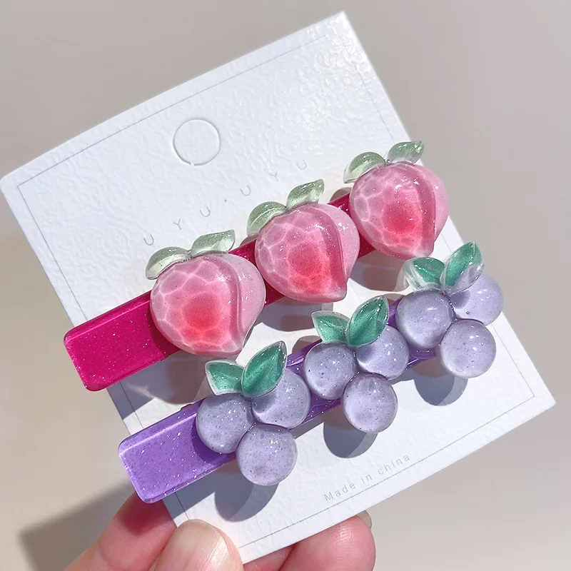 

Милая и милая заколка для волос с фруктами и персиком, женская заколка для челки в форме сердца, боковая заколка, аксессуары для волос в Коре...