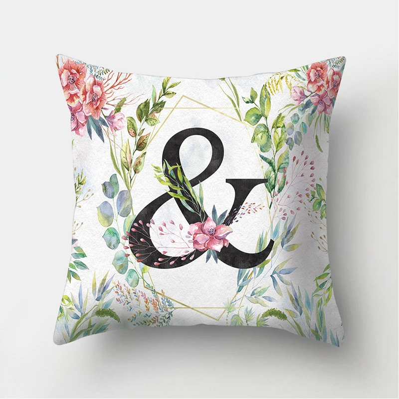 Цветок листья Письмо печати Декоративная Подушка Наволочка Чехол для подушки из