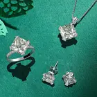 Набор ювелирных изделий из серебра 925 пробы, с бриллиантами, ожерелье, серьги и кольцо, свадебные украшения для женщин