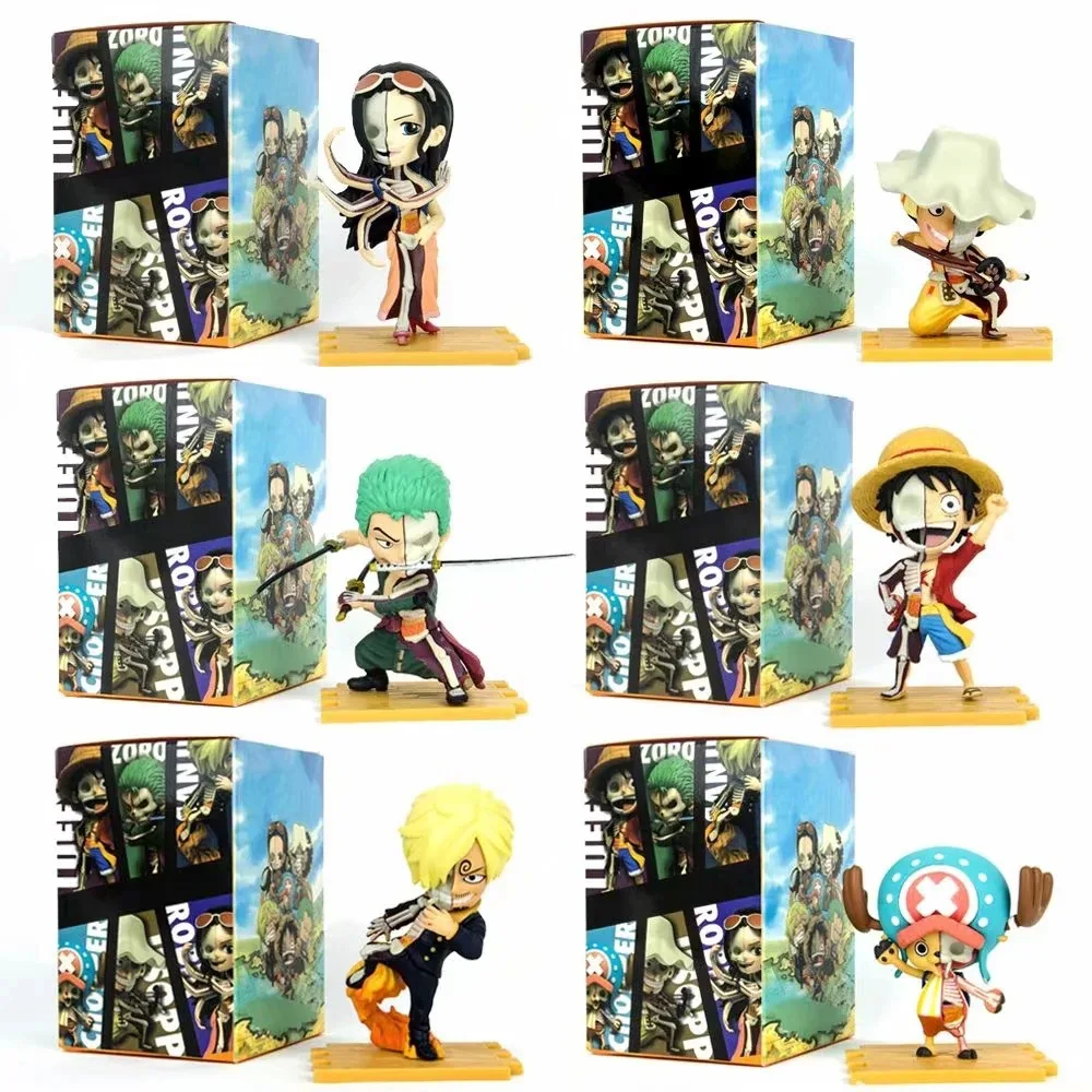 

6 Pieces One Piece Semi-anatomical Luffy Zoro Chopper Sanji Nico Robin Usopp PVC Action Figure Doll 8-10cm