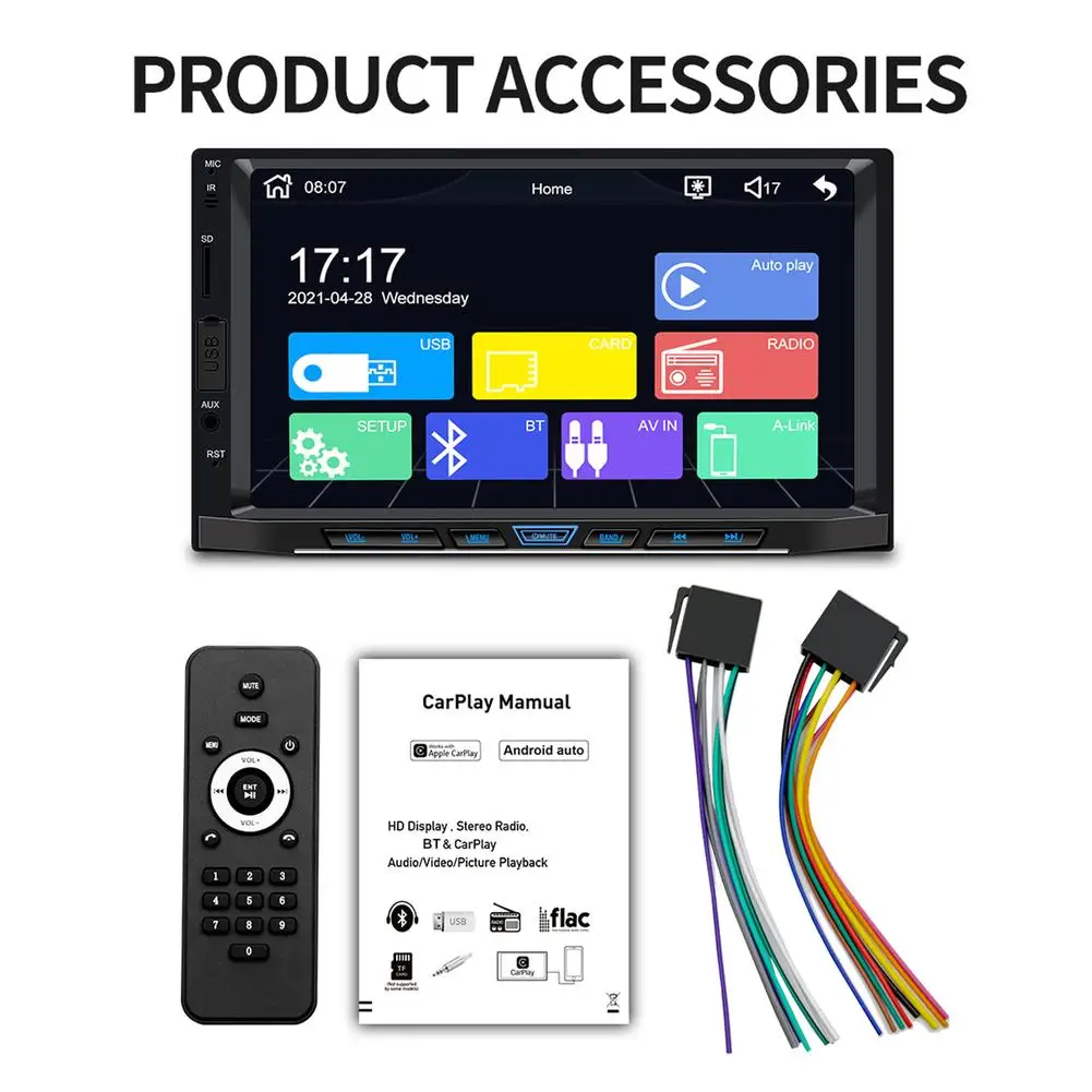 

Car Radio 2 Din Multimedia Video Player Wireless 7" Touch Screen MP5 Player Stereo Carplay Bluetooth5.0 USB Voice Control