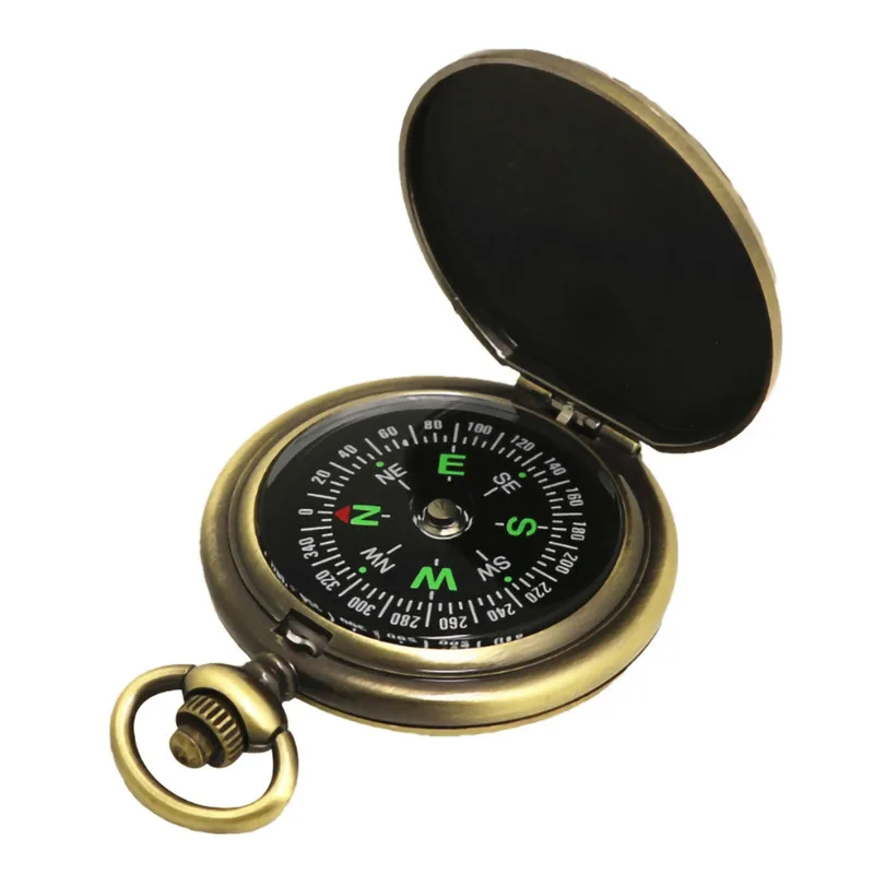 Ретро карманные часы компас откидной Открытый Портативный цинковый сплав гальванических полировки Компас