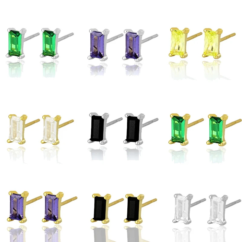 

2021 Stud Earrings For Women Korean Fashion Copper Alloy Piercing Earring For Teens Rectangular Geometry Female Ear Stud Jewelry