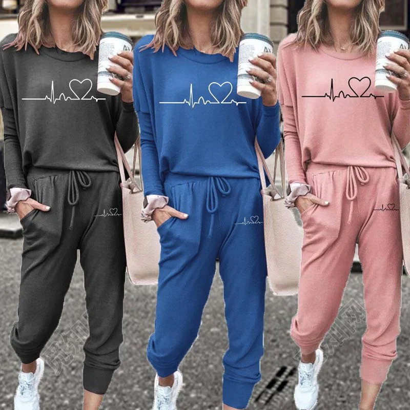 

Fashion Women's Spring and Autumn Leisure Versatile Multicolor Suit Outdoor Sports Fitness Hoodies Shrunk Sleeve Ladies Suit