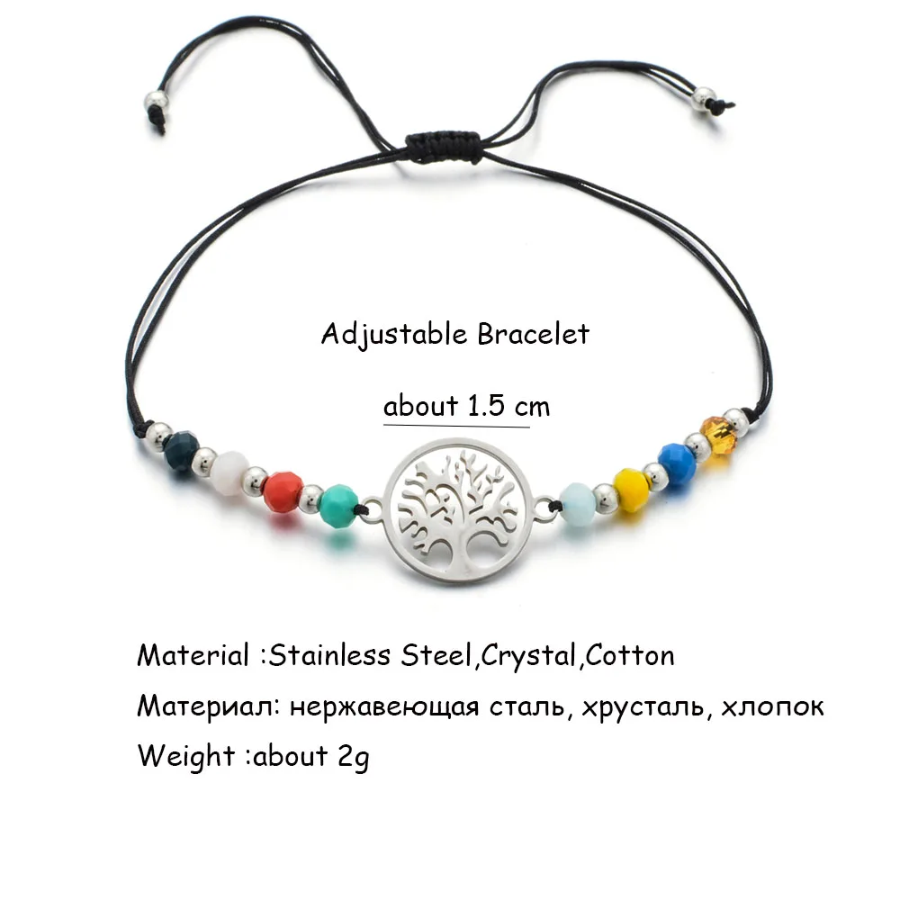 Женский браслет из нержавеющей стали с подвеской Древо жизни регулируемый