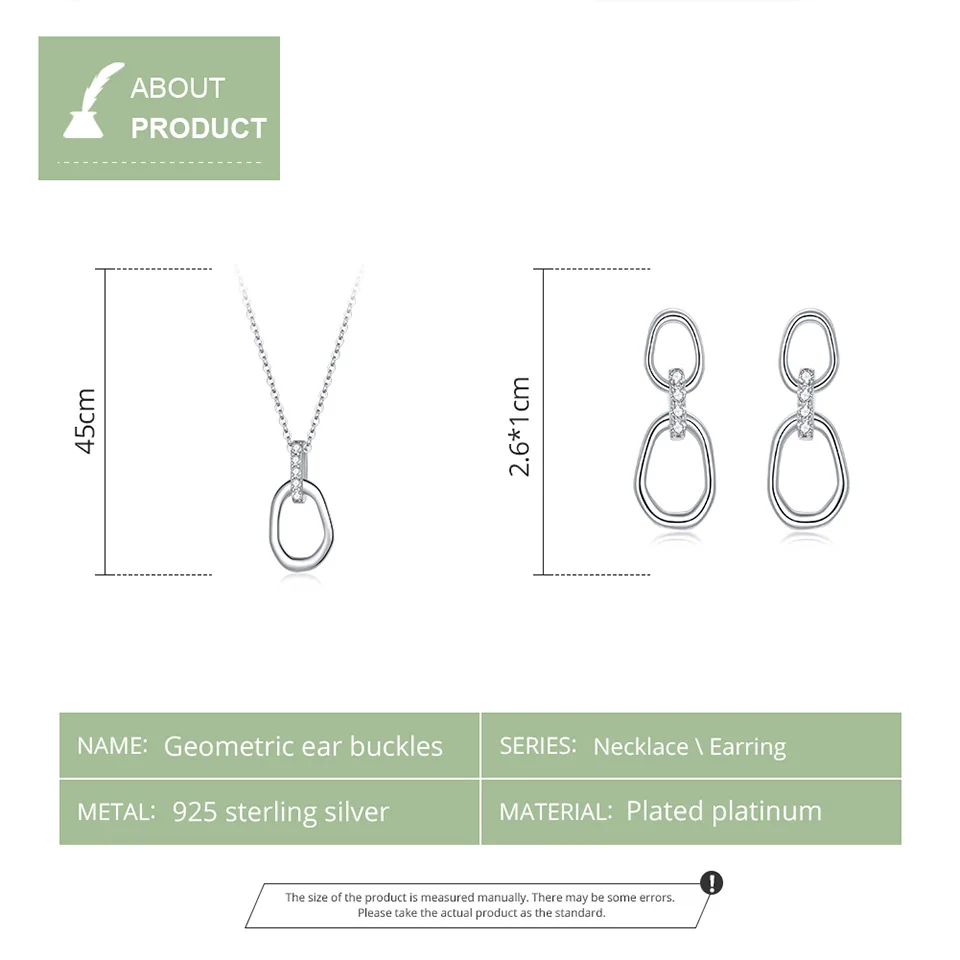 

Wostu New Jewelry Sets 100% 925 Sterling Silver Geometric Women Necklaces & Earrings Wedding Engagement Fine Gift