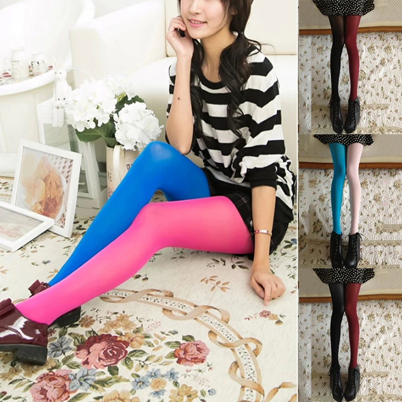 

2020 New Arrivals Women Girl Tights Japanese Fashion Patchwork Contrast Color Slim Fitness Pantyhose Sexy Stockings