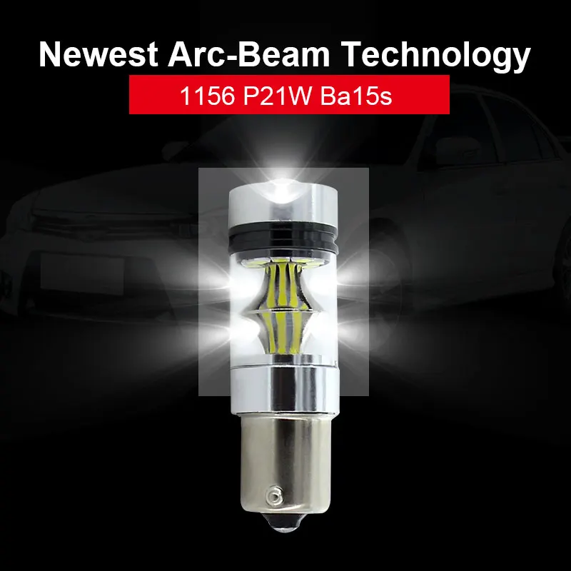 Светодиодная задсветильник лампа Apmatauto 2x1156 BA15S P21W высокой мощности 100W 3030 20SMD 6000K