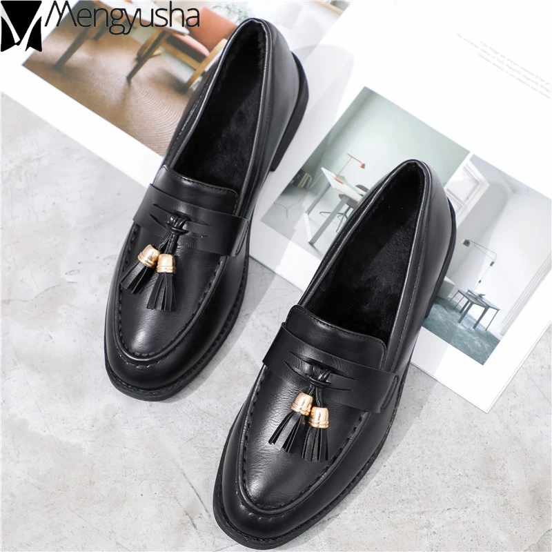 2019 г. новая осенняя бархатная обувь с кисточками Женская однотонная в британском