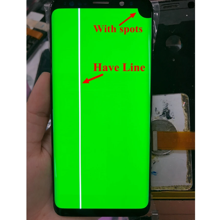 Для samsung S9 ЖК дисплей сенсорный Plus Дисплей для ленточный линейный битые пиксели