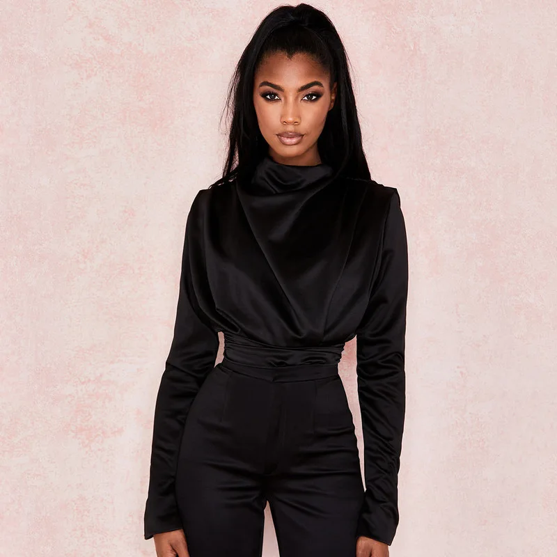 

Women Satin Blouse Long Sleeve Elegant Bodysuits Tops Women Spring Autumn New Romper Mujer Ladies Cute Shirts Tops