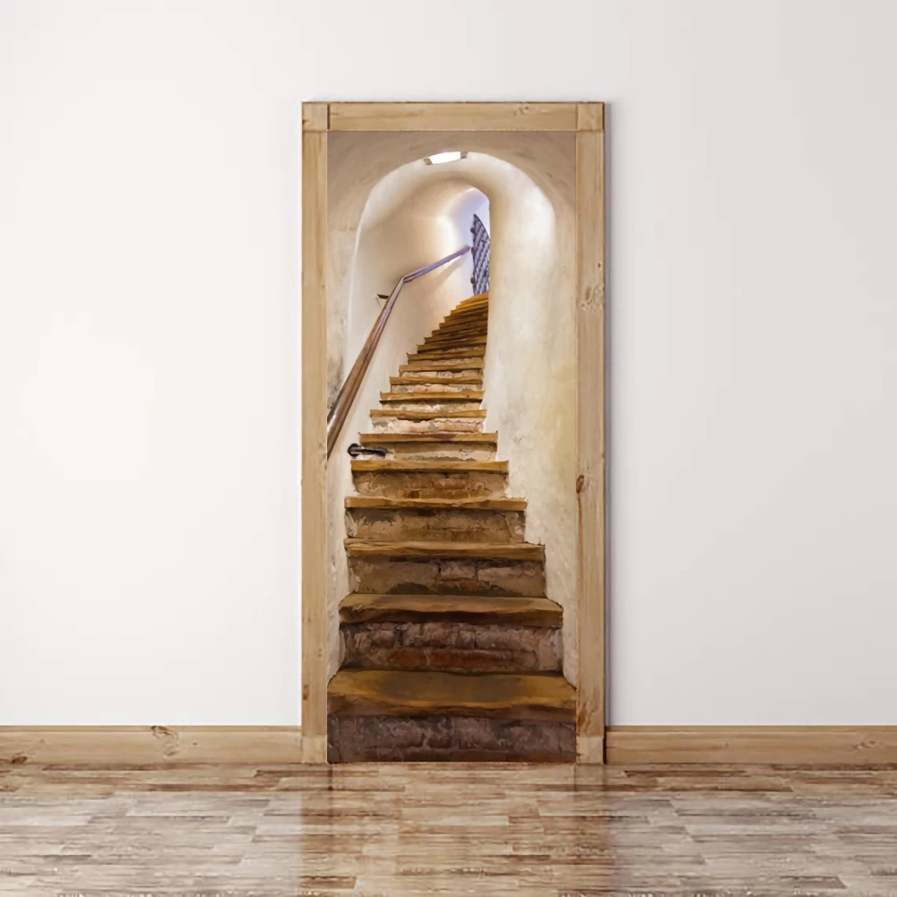 Стикеры для лестницы 3D имитация дверей съемные наклейки спальни гостиной сделай