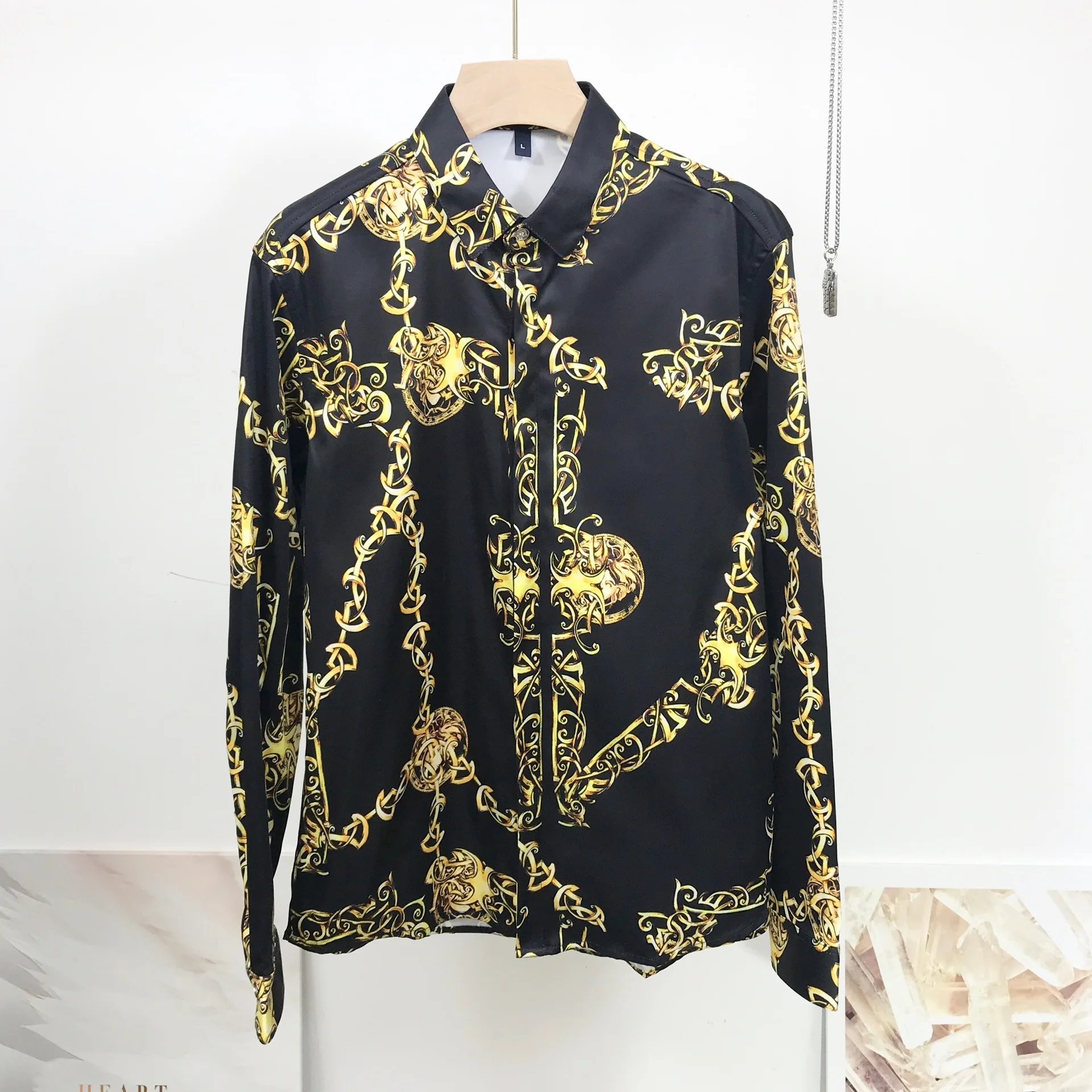 

New shirt men's printing trend fashion design long sleeve thin cardigan 2020 spring summer