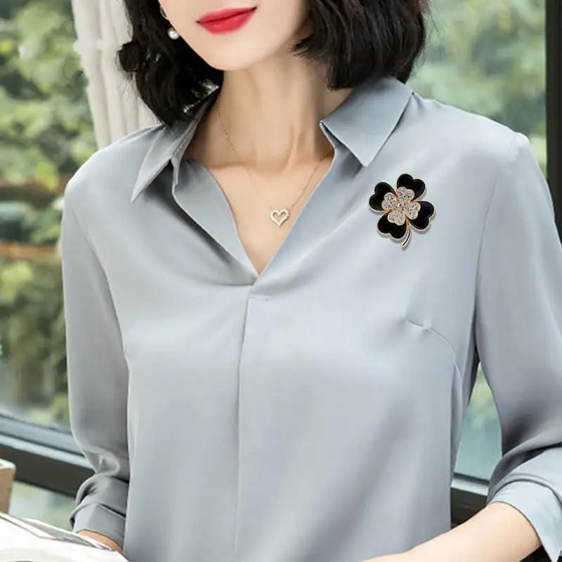 Doluo Lucky Leaf Rhinestone Brooch Pin Crystal Botany Flower Popular Ornaments DIY Jewelry for Woman Accessories | Украшения и