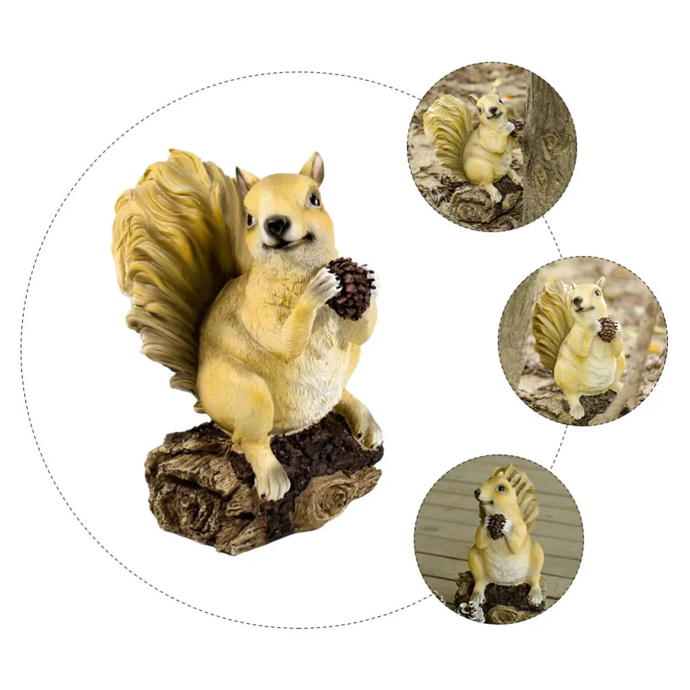 

1PC Lifelike Resin Squirrel Decor Vivid Park Courtyard Squirrel Ornament