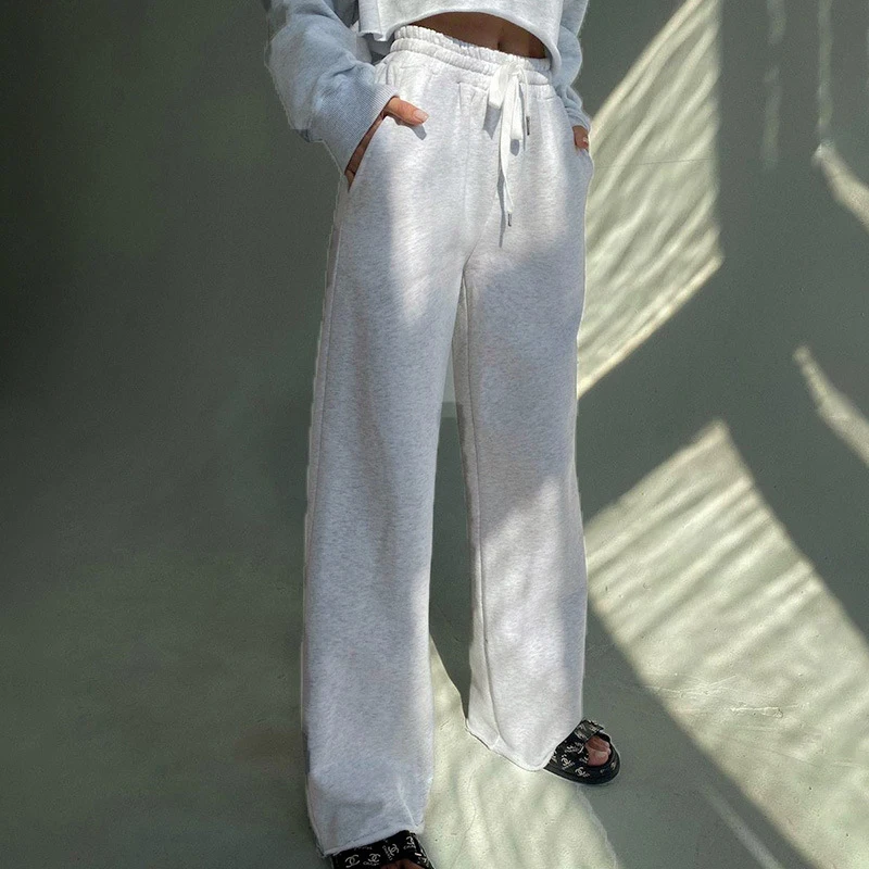 

Свободные брюки, женские спортивные тренировочные брюки с завышенной талией и шнуровкой, женские повседневные широкие брюки с карманами, женские широкие штаны для бега