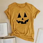 Женские футболки с принтом тыквы и улыбки на Хэллоуин, летние футболки 2020 с графическим принтом, женские уличные топы, модные женские футболки