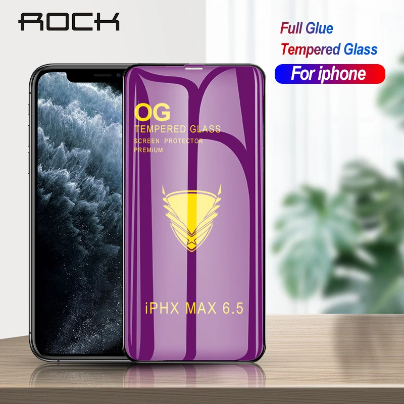 Rock Защита экрана для iphone 11 Pro X XS XR Max 11pro закаленное стекло полное клеевое Защитное