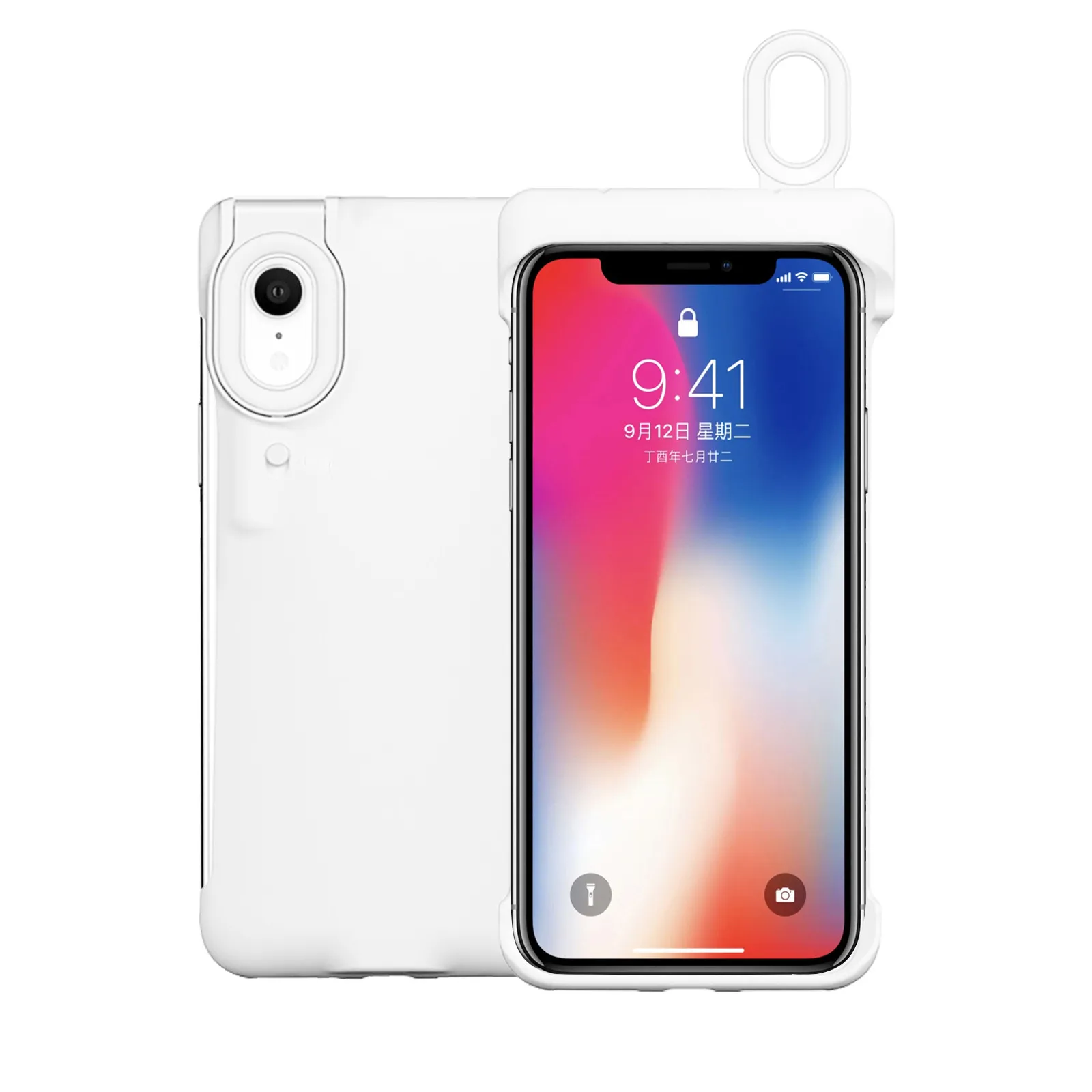 

CARPRIE Phone Cases Shockproof + Photo Fill light For IphoneXR 6.1 inch Led Fill-Light Mobile Phone Case With Selfie Ring Light