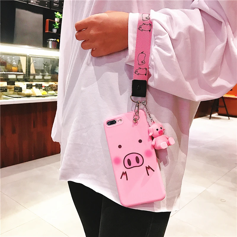 Милый кронштейн hello kitty Cat+ ремешок чехол для iPhone 7 Чехол Xs Max 6 8 Plus X Xr мультфильм розовый Kitty Мягкие ТПУ чехлы для телефонов