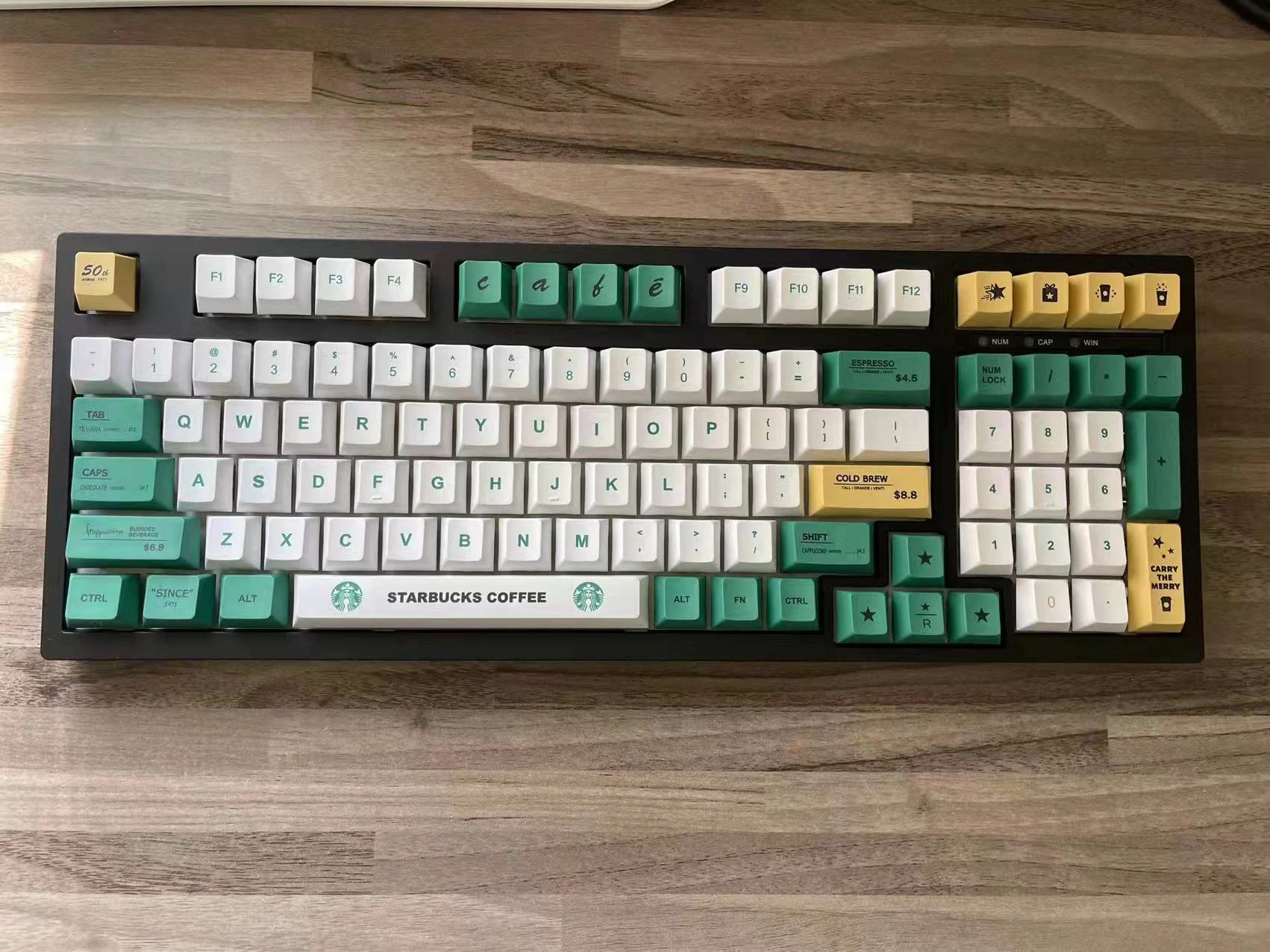 

121 Key Starbucks Keycap Double Space PBT Sublimation Keycap Mechanical Keyboard Cherry Height