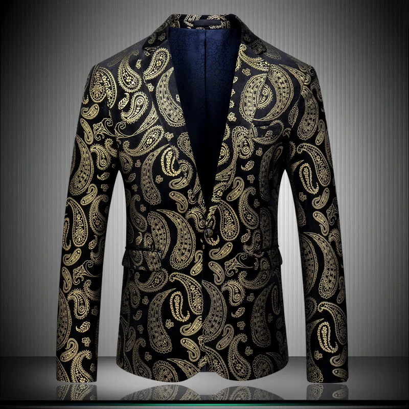 

Men's High Casual Quality Print Single Button 2020 US Designer Men Suit Jacket Slim Fit Blazer masculino 8807