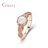 925 sterling silver round opal wedding rings for woman delicate cubic zirconia ring fashion female jewelry accessories
