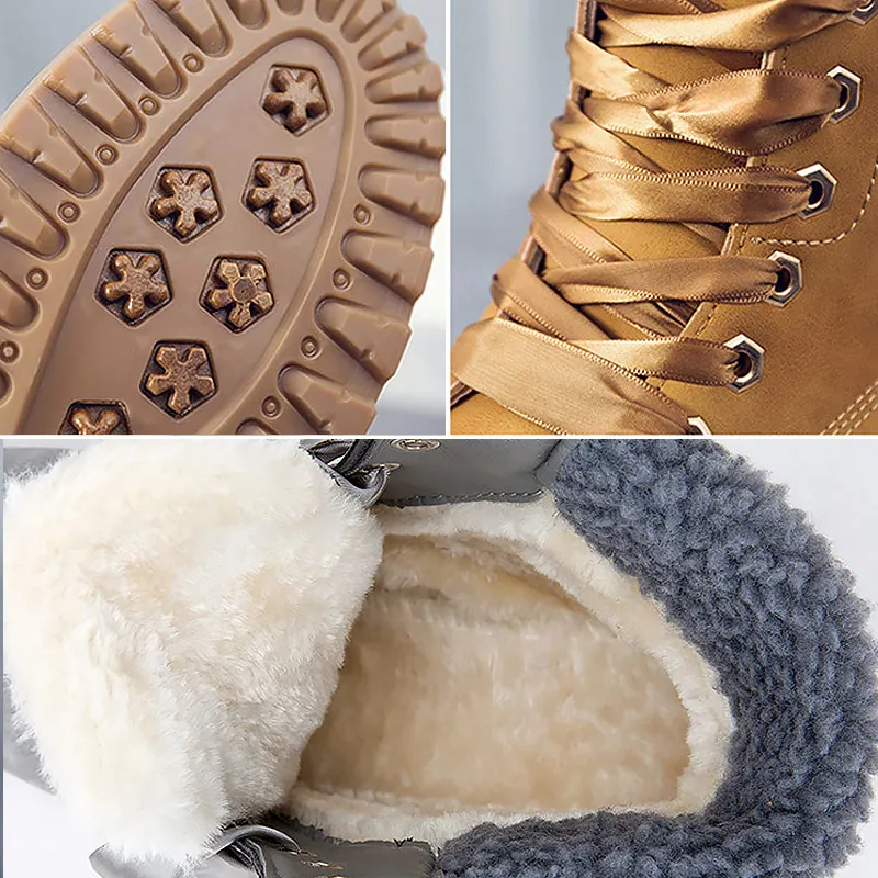 

Boots, shoelaces informal wife, velvet warm hot tip round,2020 snow, for winter,