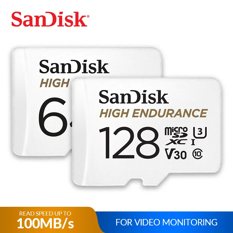 

SanDisk Memory Card High Endurance micro SD Card C10 V30 U3 4K 32GB 64GB 128GB 256GB TF Cards for Dash Cam Home Video Monitoring