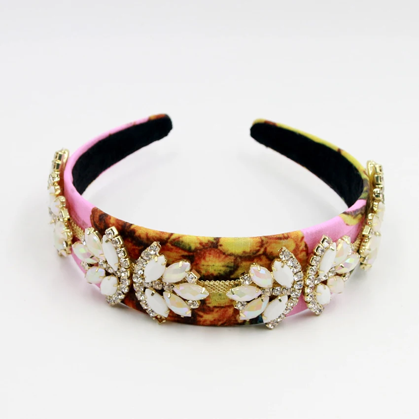 Роскошная винтажная барочная головная повязка с кристаллами в виде листьев