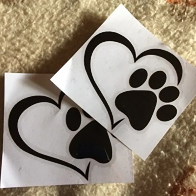 

New Cute Dog Paw Peach Heart Car Sticker toon Animal Adopt Cat Love Pet Decal 3D KK11*10cm