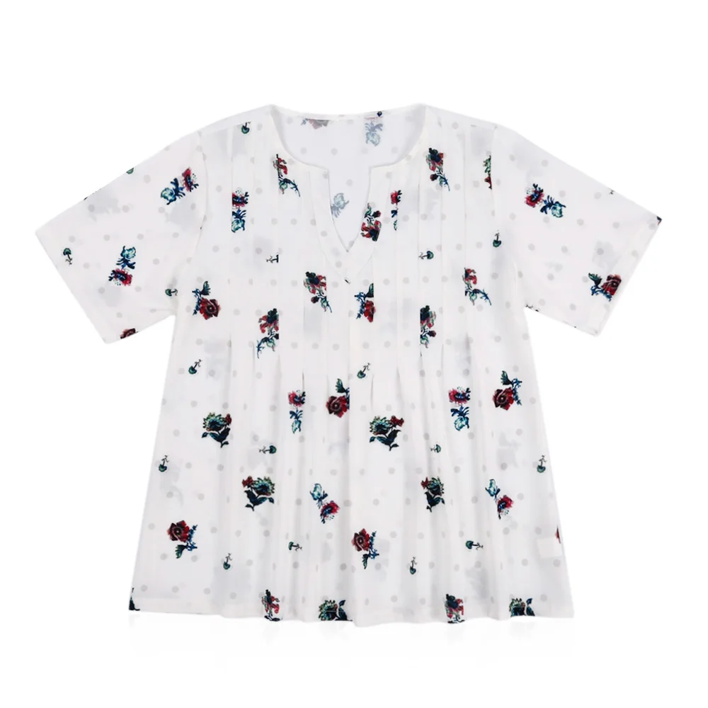 

2020 New Summer Clothes Short Sleeve Women T-shirt Vintage Print V Neck Women Tops Plus Size Clothes Casual Femme T-shirts