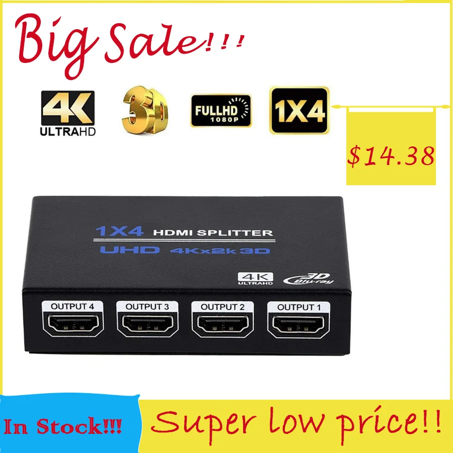 4K HDMI сплиттер 1x4 Full HD 1080p видео коммутатор 1 в 4 выхода переключатель для Smart TV PC PS4 PS3