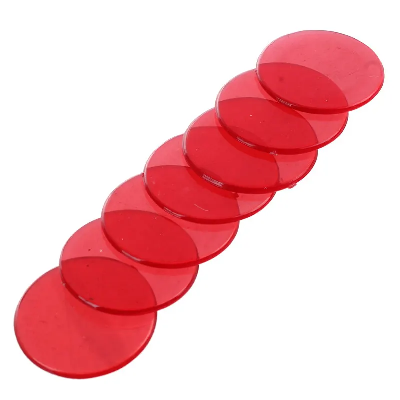 100 штук прозрачных красных пластиковых фишек Бинго 1,9 см для классных и карнавальных игр в Бинго.