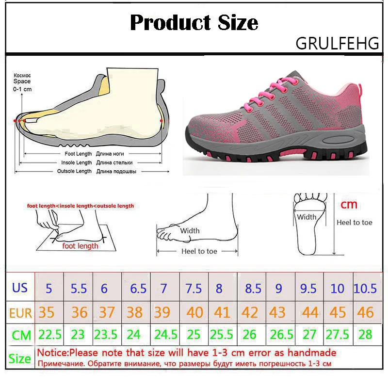 Женские защитные ботинки из плетеной ткани легкие дышащие рабочие со стальным