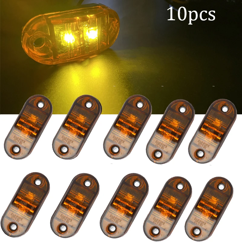 

10PCS 12V/24V Side Marker Light Warning Lights LEDs Diode Light Trailer Truck Yellow Blue White Red LED Side Marker Lamp