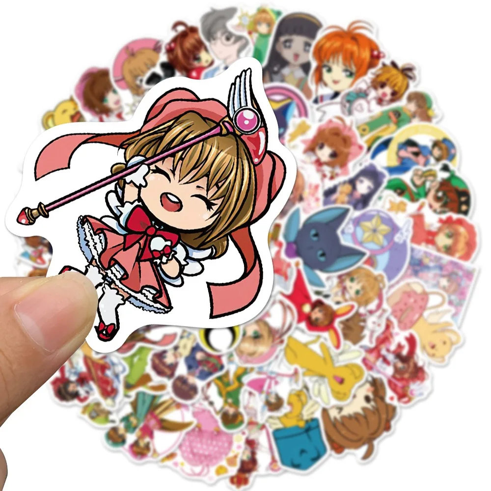 50Pcs Card Captor Sakura Stickers Cartoon Waterproof Anime Sticker Skateboard Bicycle Laptop Classic Graffiti Decals Kid Gift - купить по