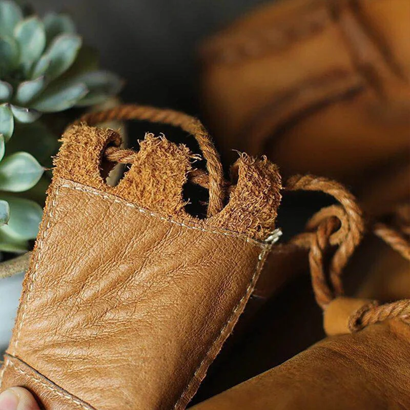 

Women's Leather Ankle Boots Lace Up Fashion Autumn Winter Cross Strappy Vintage Flat Ladies Shoes Woman Botas Mujer