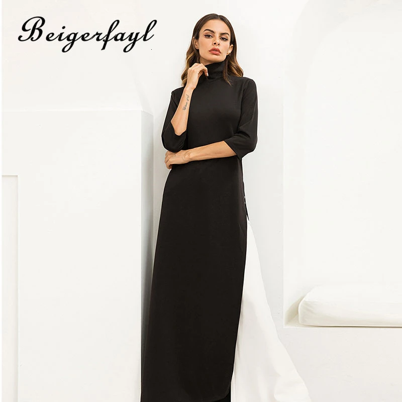 Beigerfayl 2019 модное осеннее вязаное эластичное платье для женщин Vestido однотонные