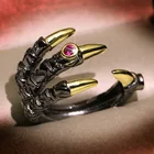 Кольцо CIZEVA в готическом стиле для мужчин и женщин, двухцветное Ювелирное Украшение с драгоценными камнями под золото 925 пробы, в стиле панк, с черным золотым Орлом и Рубином, вечерняя бижутерия