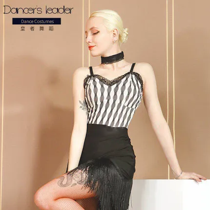 

Latin Dance Tops Lace Suspender Leotards Adult Dance Practice Wear Ballroom Samba Salsa Dancing Clothes Women Mesh Tops