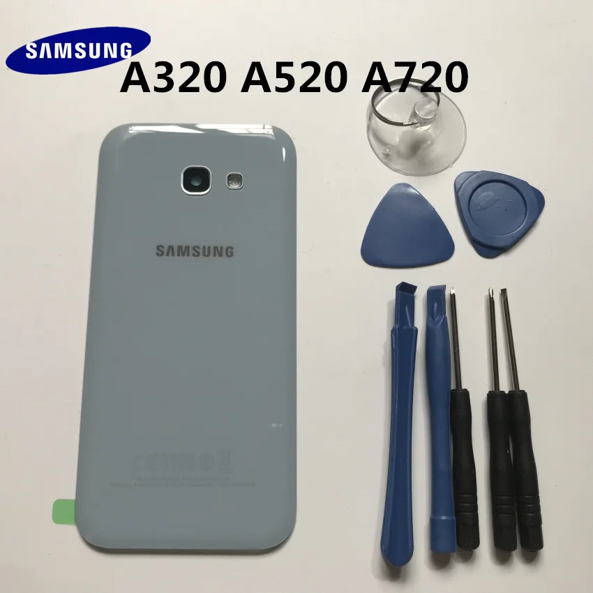 samsung Galaxy A3 A320 A5 A520 A7 A720 задняя панель Батарея стекло задняя дверь крышка предварительно клейкие наклейки+ Инструменты