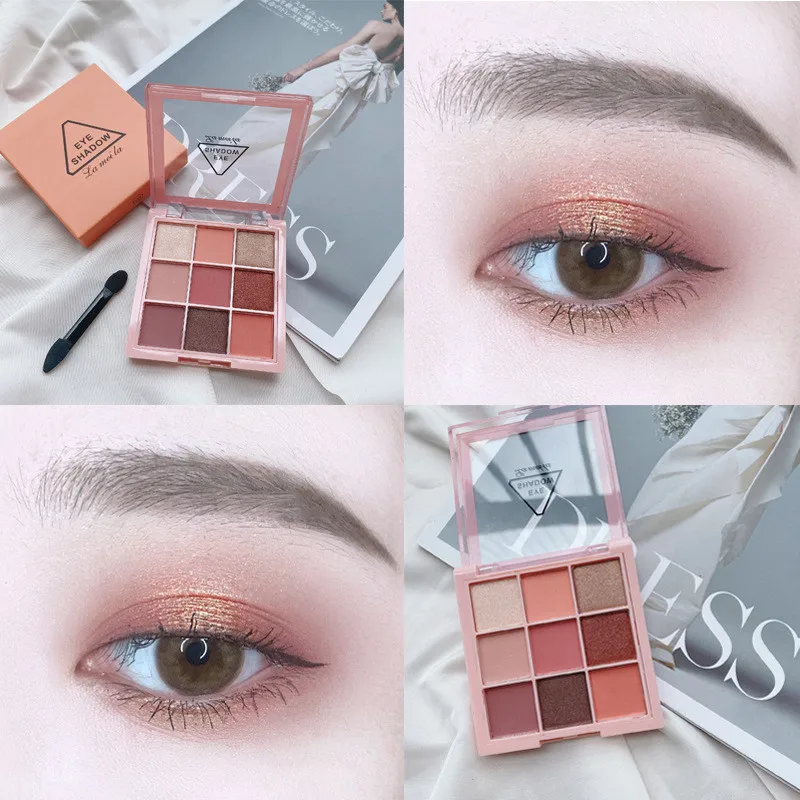 9 цветов s нюдовые тени для век Пудра Макияж Палитра матовые мерцающие
