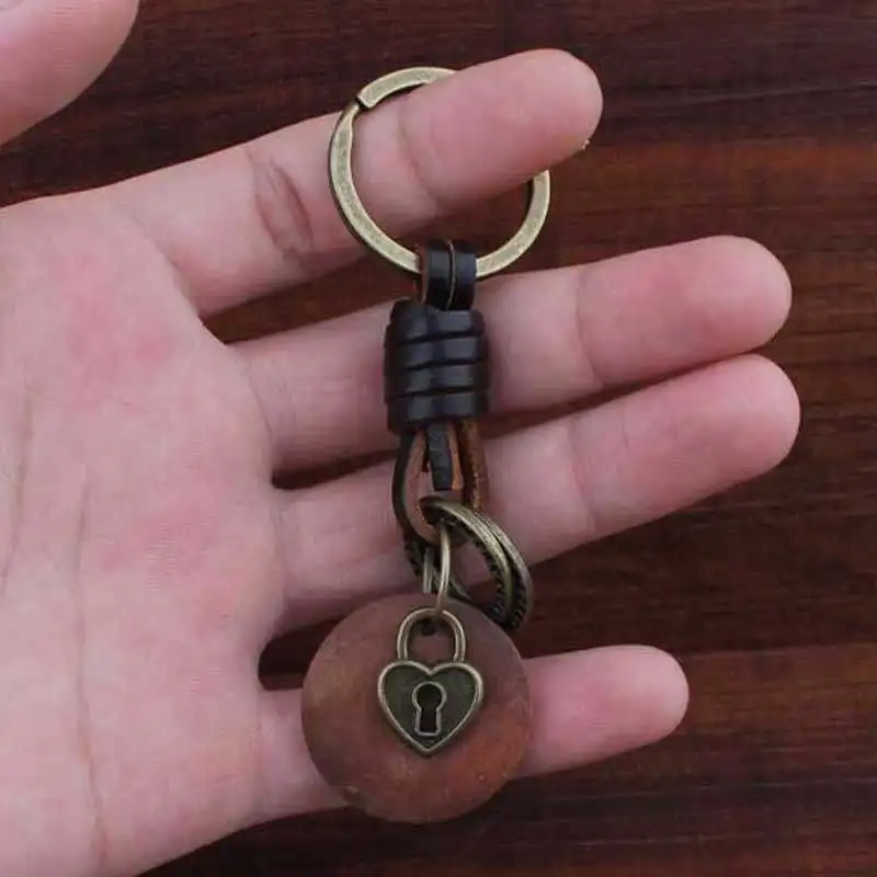 Lock LXJERY 19 видов стилей, винтажная деревянная крышка для бутылки колы, кожаный переплетенный брелок для ключей для женщин, сумка, подвеска в виде ключа, цепочка, подарки - Цвет: Lock