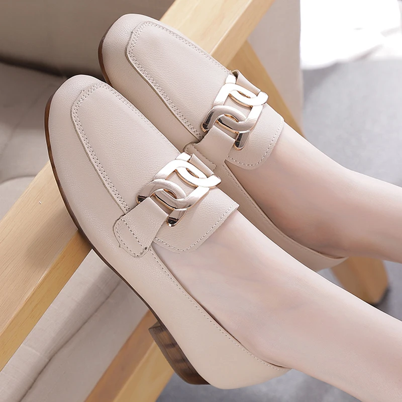 

Women's Leather Shoes Casual Slip On Loafers Women 2021 Luxury Designer Girl Shoe Breathable Or Comfortable Nice Shoes For Women