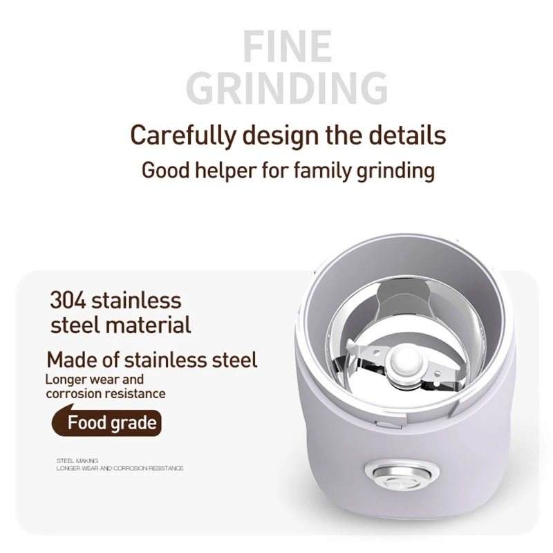 

Mini Electric Coffee Bean Grinder Kitchen Tools Grain Herb Salt Pepper Spice Nut Cereal Powder Coffee Grinding Machine EU Plug