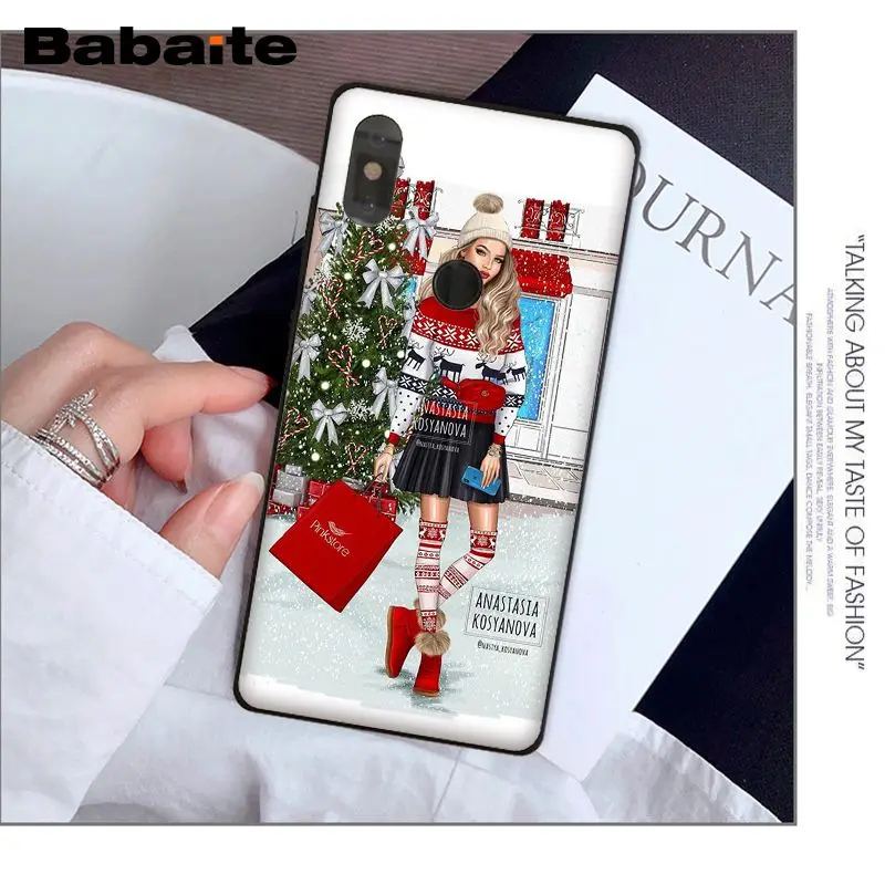 Babaite VOGUE Christmas Princess Girl boss coffee Phone Case for Xiaomi Mi 6 Mix2 Mix2S Note3 8 8SE Redmi 5 5Plus Note4 4X Note5