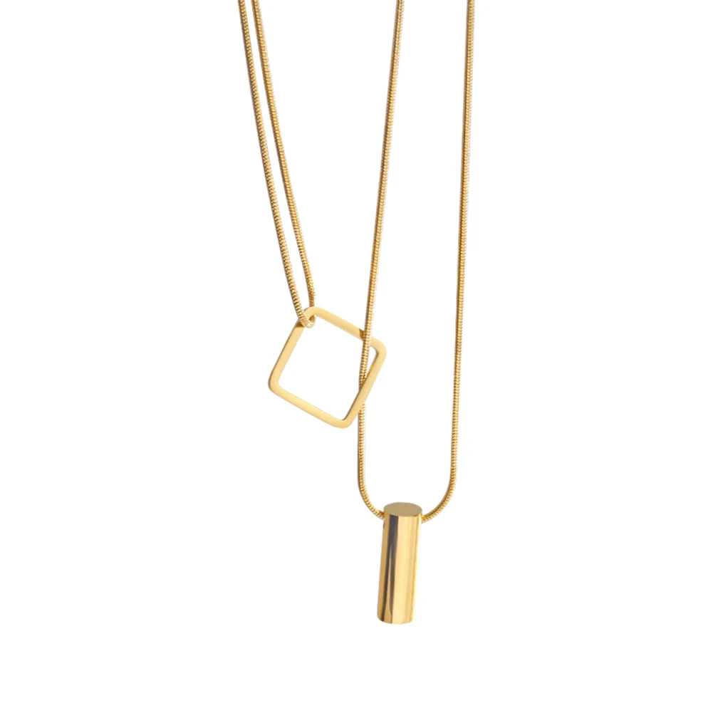 

1 fashionable and exquisite double necklace female shiny pendant simple clavicle chain high jewelry party wedding accessories
