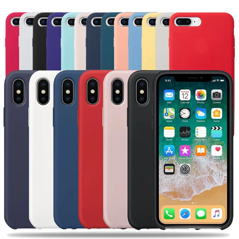 Phone case for iphone 7 8 Plus Original Official style Silicone Case apple plus No Logo Coque XR Cover Fundas |